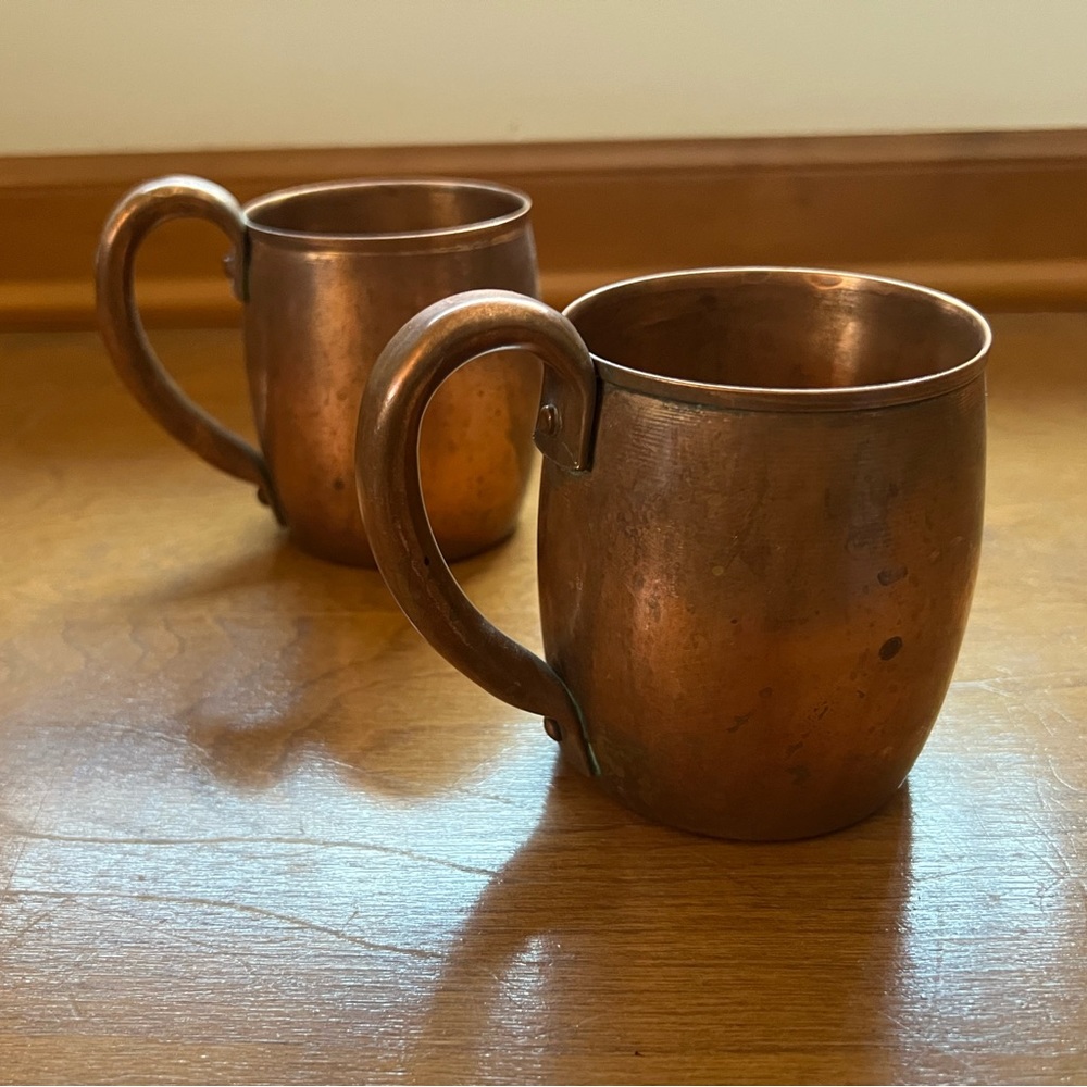 Two Vintage Solid Copper Cups